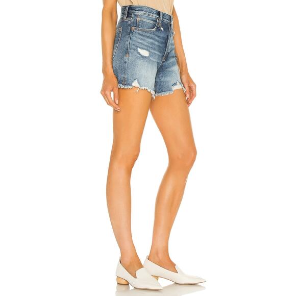 Free People Makai Cutoff Shorts Blue Frayed Denim Distressed We The Free Sz 24 - Picture 5 of 12